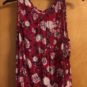 Red Floral Sleeveless Top